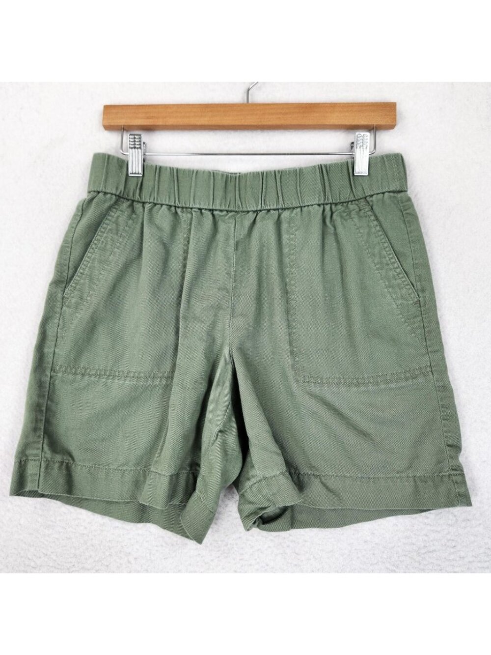 Talbots Shorts Womens Small Green Utility Twill Pull On Elastic Waist Casual